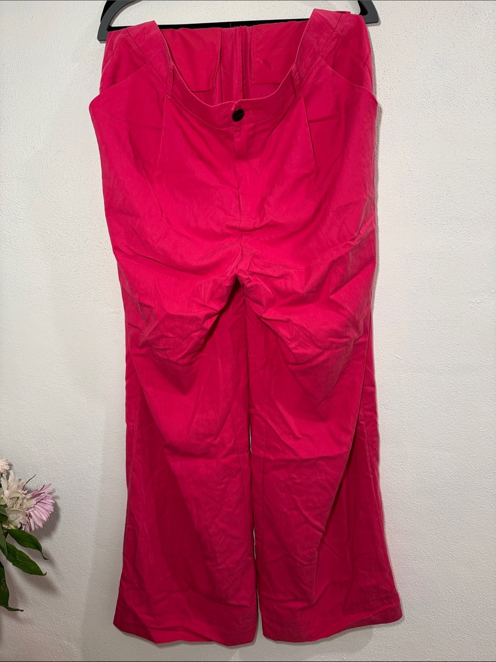 Zara High-Rise Wide-Leg Pants in Hot Pink